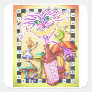 Adesivo Quadrado Vinhetas de Gato de WorCheshire