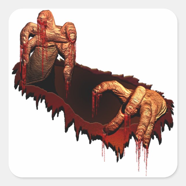 Adesivo Quadrado Vinhetas de Halloween Personalizadas Zombie Sticke (Frente)