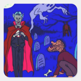 Adesivo Quadrado Vinhetas de Halloween por dalDesignNZ