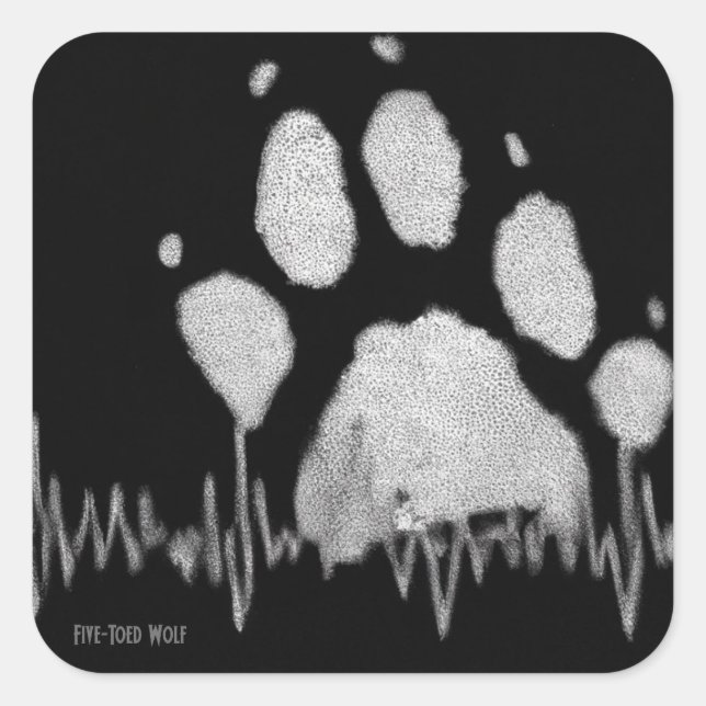 Adesivo Quadrado Vinhetas De Lobo De Cinco Pontas (Frente)