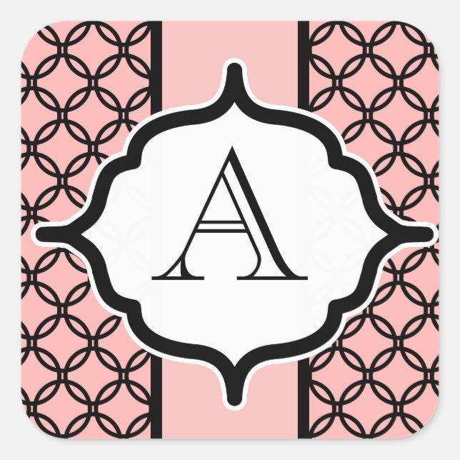 Adesivo Quadrado Vinhetas de Monograma Preto (Frente)