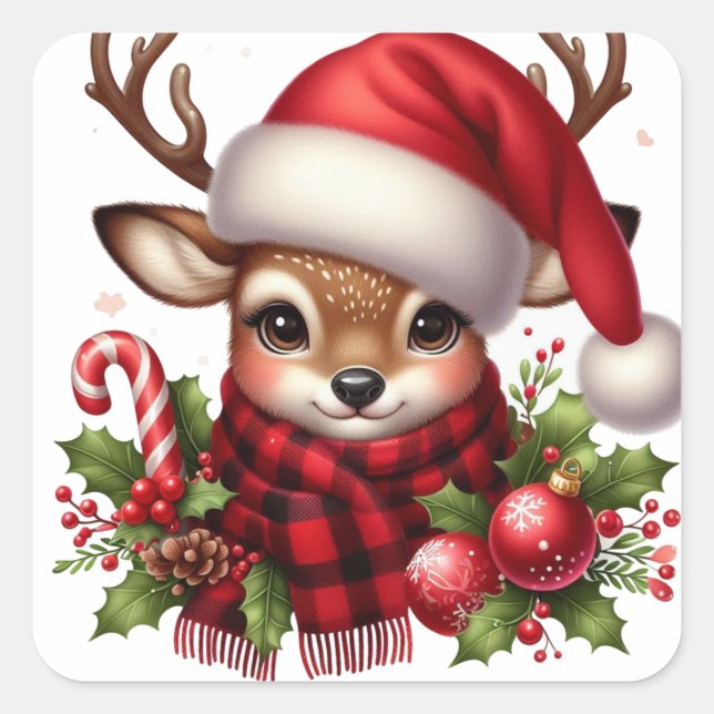 Adesivo Quadrado Vinhetas de Natal (Frente)