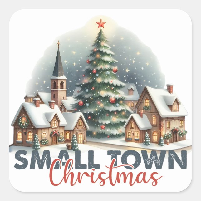 Adesivo Quadrado Vinhetas de Natal (Frente)