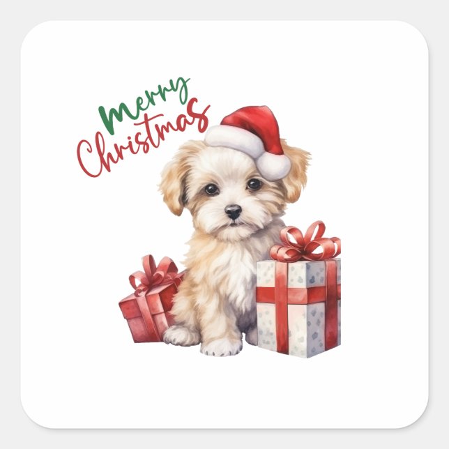 Adesivo Quadrado Vinhetas de Natal (Frente)