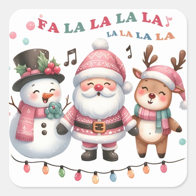Adesivo Quadrado Vinhetas de Natal (Frente)