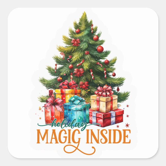 Adesivo Quadrado Vinhetas de Natal (Frente)