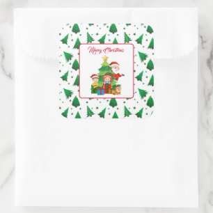 Adesivo Quadrado Vinhetas de Natal