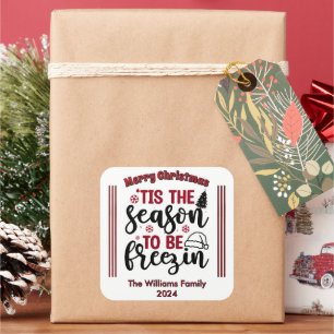 Adesivo Quadrado Vinhetas de Natal alegres para Celebração