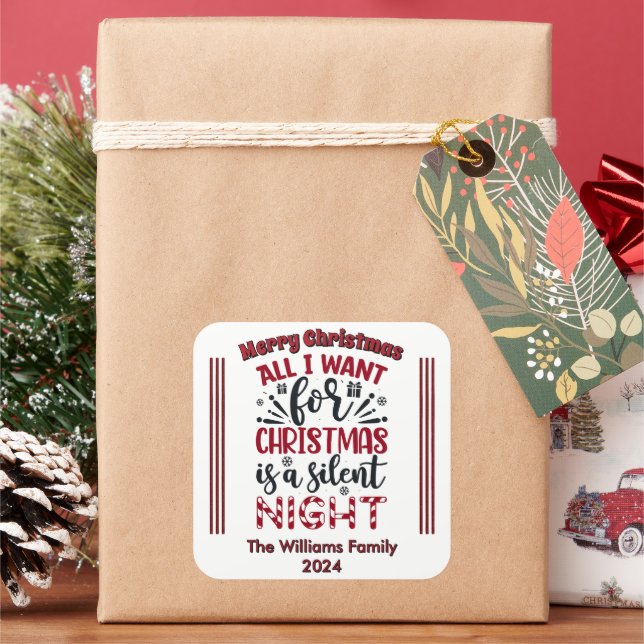 Adesivo Quadrado Vinhetas de Natal alegres para Férias (Feriado)