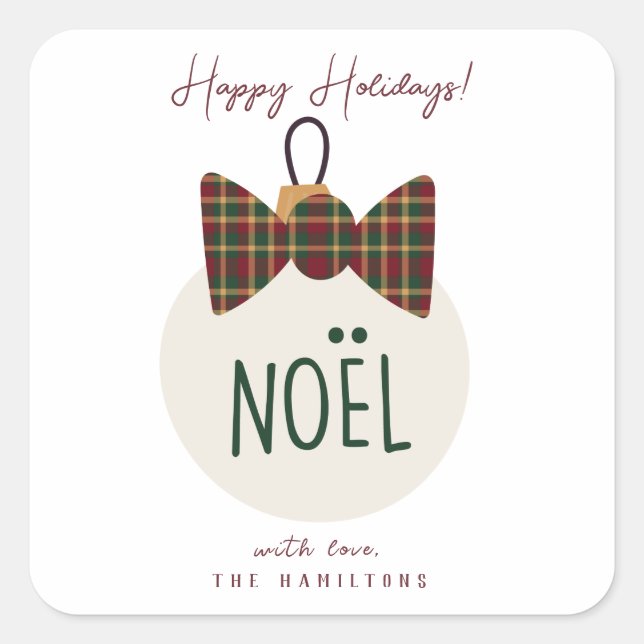 Adesivo Quadrado Vinhetas de Natal Bonitas Modernas (Frente)