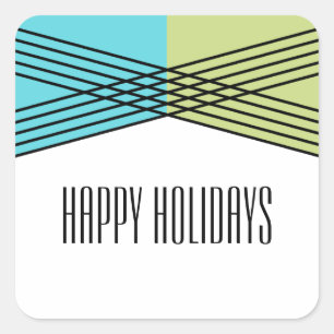 Adesivo Quadrado Vinhetas de Natal Coloridas Turquesas Verdes