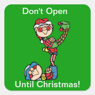 Adesivo Quadrado Vinhetas de Natal — Dois Elfos