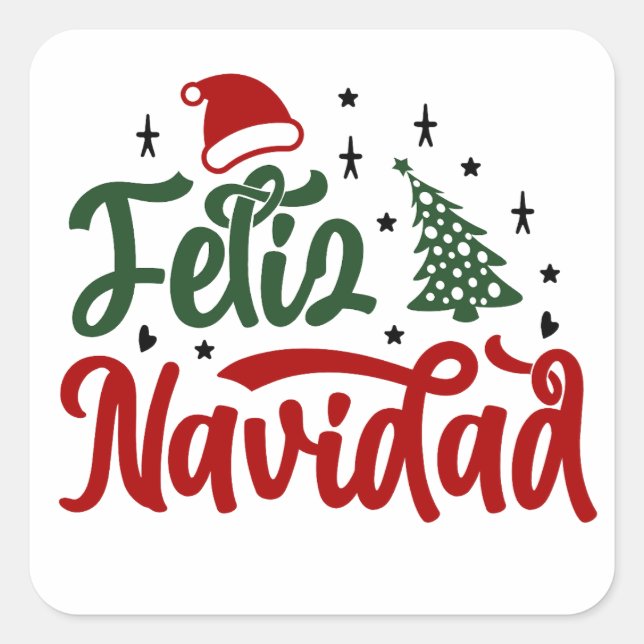 Adesivo Quadrado Vinhetas de Natal (Espanhol) (Frente)