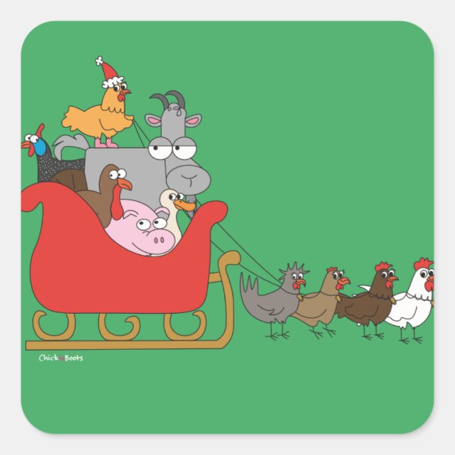 Adesivo Quadrado Vinhetas de Natal fazendas (Frente)