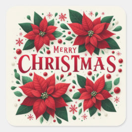 Adesivo Quadrado Vinhetas de Natal Feliz