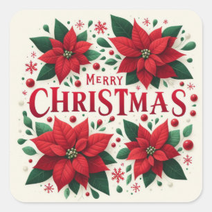 Adesivo Quadrado Vinhetas de Natal Feliz