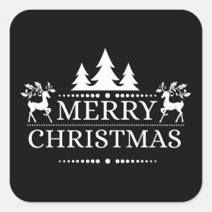 Adesivo Quadrado Vinhetas de Natal Feliz