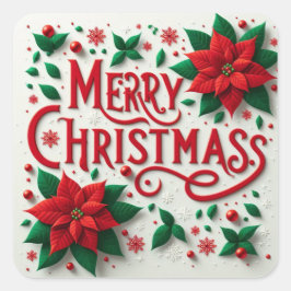 Adesivo Quadrado Vinhetas de Natal Feliz