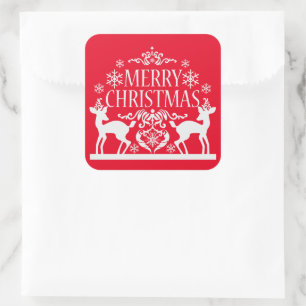 Adesivo Quadrado Vinhetas de Natal Feliz