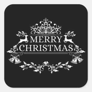 Adesivo Quadrado Vinhetas de Natal Feliz