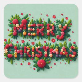 Adesivo Quadrado Vinhetas de Natal Feliz