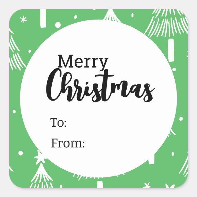 Adesivo Quadrado Vinhetas de Natal Feliz (Frente)