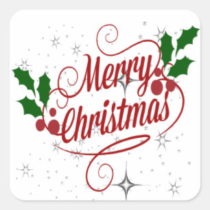 Adesivo Quadrado Vinhetas de Natal Feliz