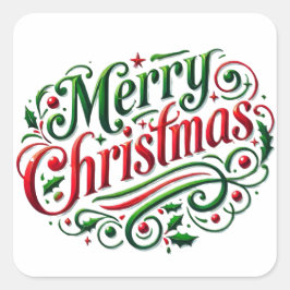 Adesivo Quadrado Vinhetas de Natal Feliz