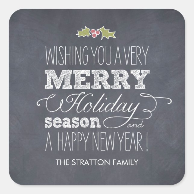 Adesivo Quadrado Vinhetas de Natal/Feriados Estreladas (Frente)