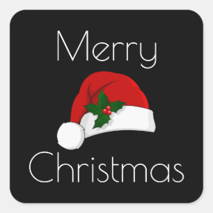Adesivo Quadrado Vinhetas de Natal Hat Santa Hat HAMbyWG