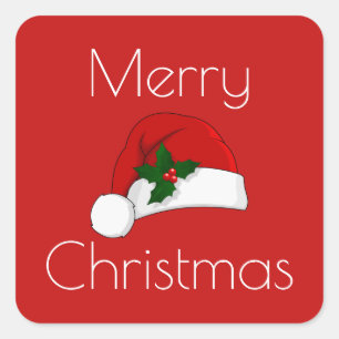 Adesivo Quadrado Vinhetas de Natal Hat Santa Hat HAMbyWG