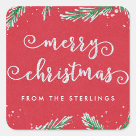Adesivo Quadrado Vinhetas de Natal Personalizadas Vermelhas | Olhar