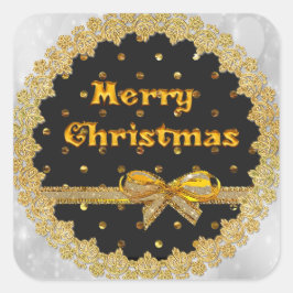 Adesivo Quadrado Vinhetas de Natal Pretas e Douradas
