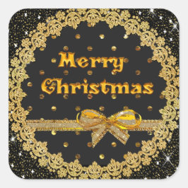 Adesivo Quadrado Vinhetas de Natal Pretas e Douradas