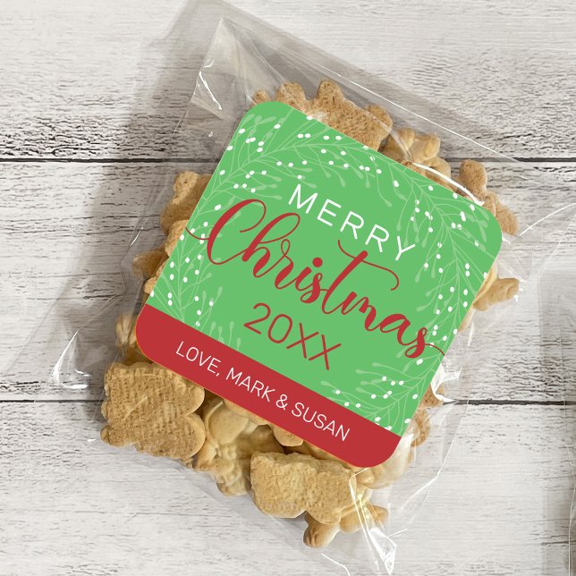 Adesivo Quadrado Vinhetas de Natal Quadradas (Verde) (Criador carregado)