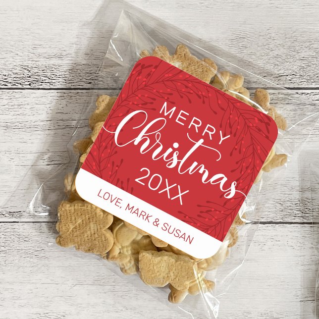 Adesivo Quadrado Vinhetas de Natal Quadradas (Vermelho) (Criador carregado)