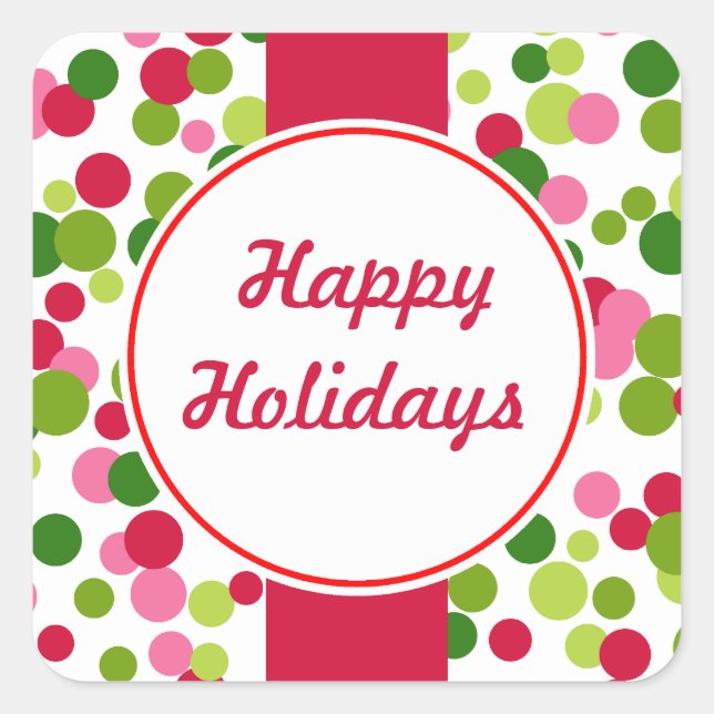 Adesivo Quadrado Vinhetas de Natal Retro Brilhantes (Frente)