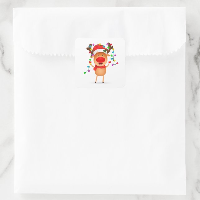 Adesivo Quadrado Vinhetas de Natal Rudolph (Bolsa)