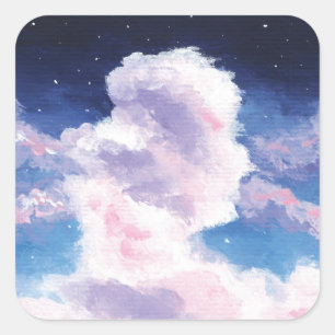 Adesivo Quadrado Vinhetas de Nuvens Fluffy