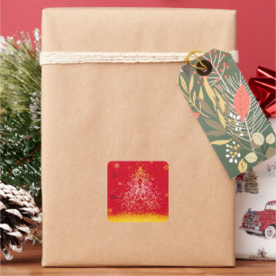 Adesivo Quadrado Vinhetas de palha de Natal