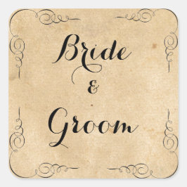 Adesivo Quadrado Vinhetas de Papel Marrom Grunge