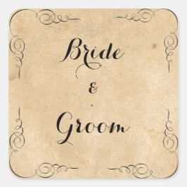 Adesivo Quadrado Vinhetas de Papel Marrom Grunge