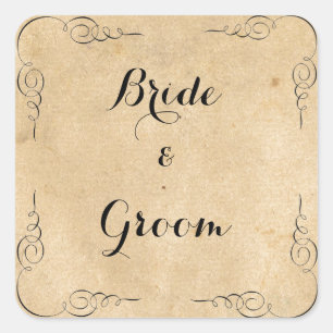 Adesivo Quadrado Vinhetas de Papel Marrom Grunge