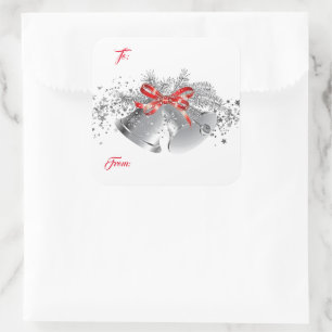 Adesivo Quadrado Vinhetas de prata de Natal