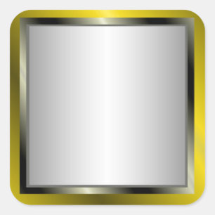 Adesivo Quadrado Vinhetas De Prata E Frame Dourado