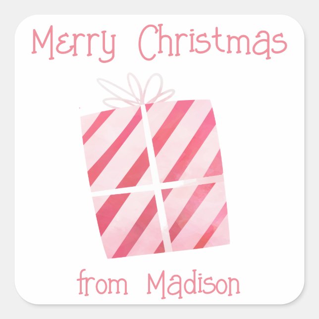 Adesivo Quadrado Vinhetas de presentes de Natal com aquarelas (Frente)