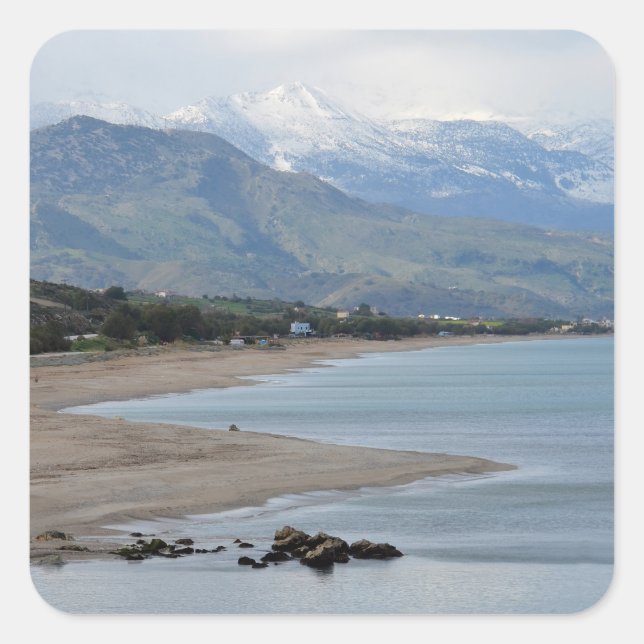 Adesivo Quadrado Vinhetas de proteção do mar de inverno (Frente)