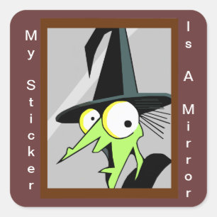 Adesivo Quadrado Vinhetas De Reflexão De Bruxas