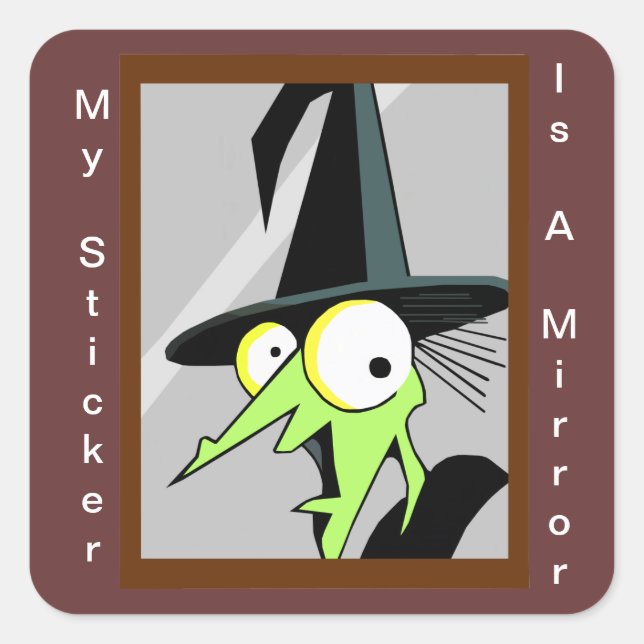 Adesivo Quadrado Vinhetas De Reflexão De Bruxas (Frente)