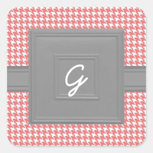 Adesivo Quadrado Vinhetas De Selo Monograma De Coral